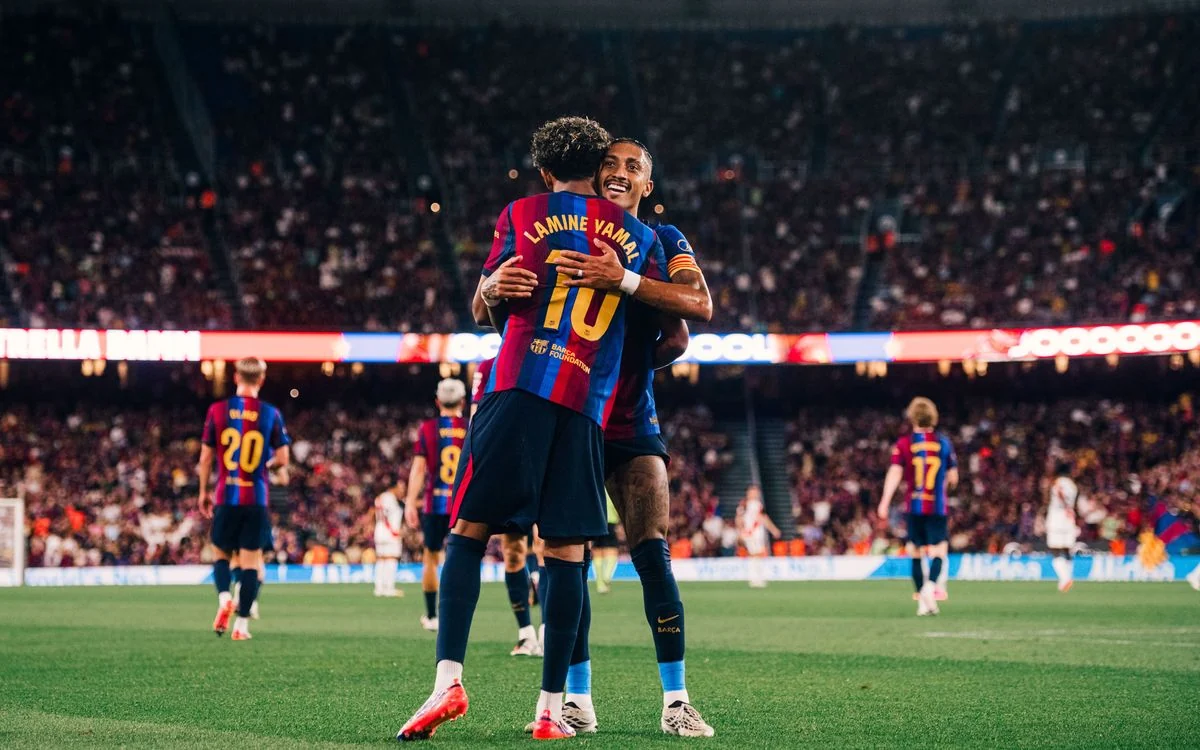 Barcelona in league action against Rayo Vallecano at Spotify Camp Nou