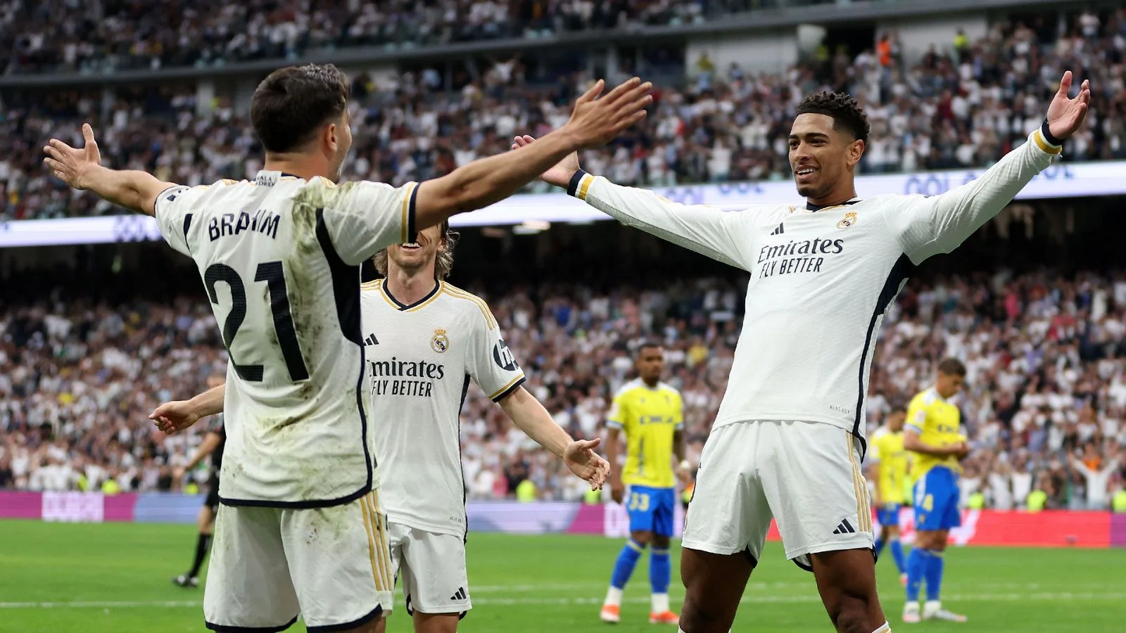Real Madrid players celebrating the club's 36th La Liga championship