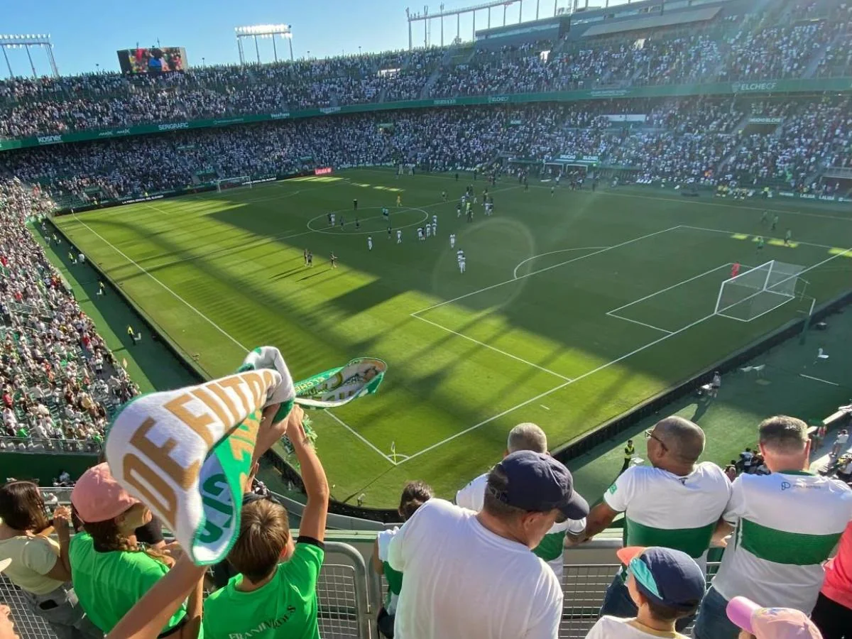 Supporters following a Spanish league match in a stadium